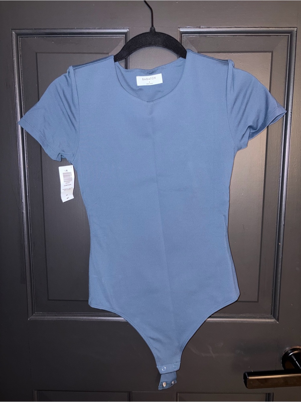Babaton Slate Blue Short Sleeve Contour Bodysuit